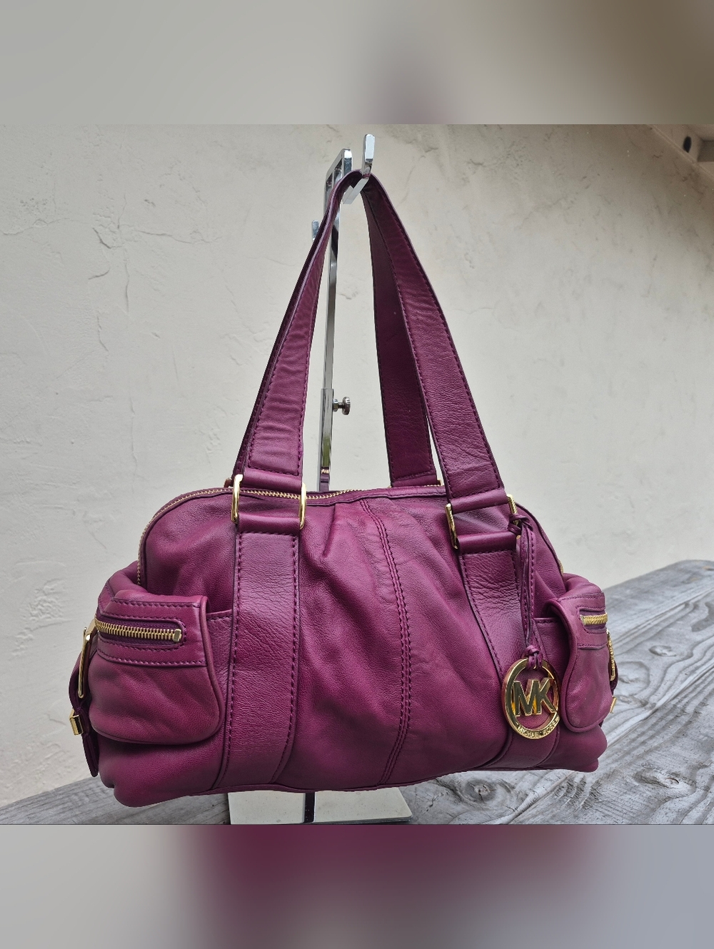 MICHAEL Michael Kors Vintage Mulberry Leather Satchel Shoulder Bag - Picture 2 of 13